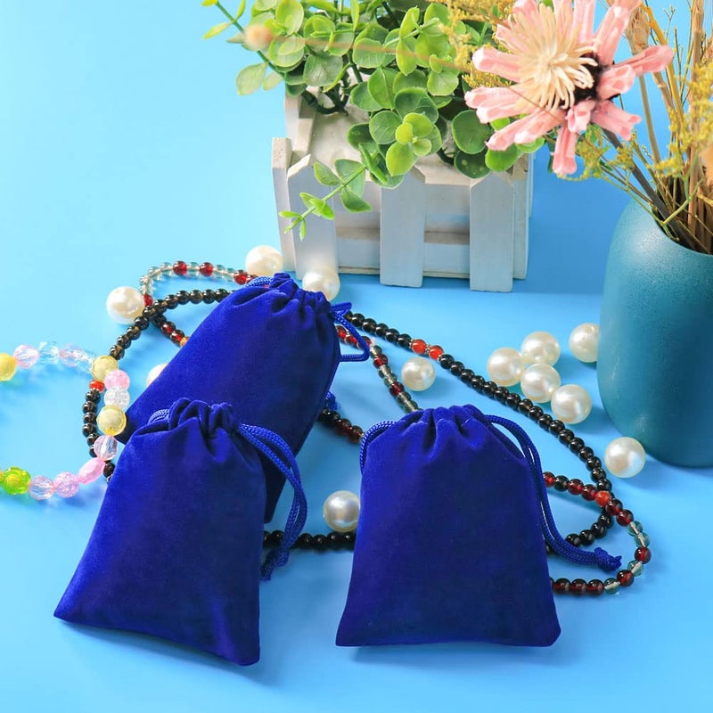 Shintop 10pcs Velvet Drawstring Bags Wedding Gift Bags Velvet Cloth Jewelry Pouches (Blue) - Image 5